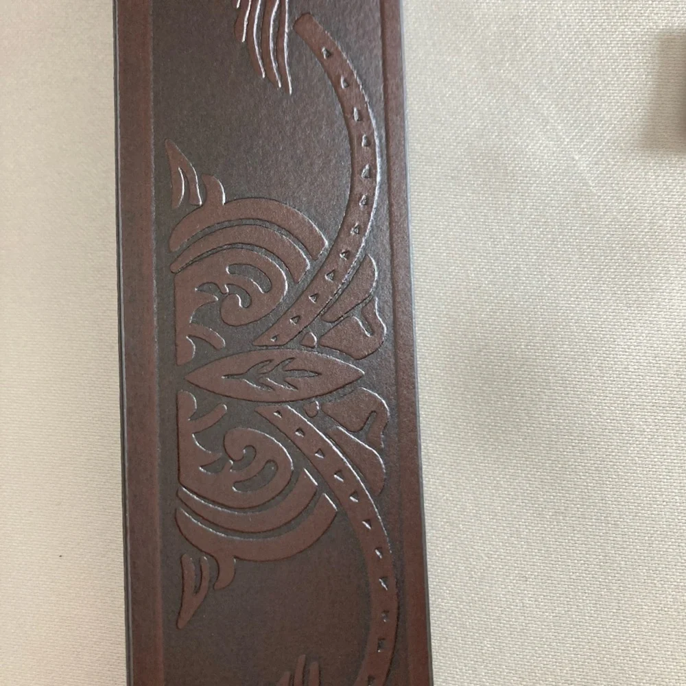 Wrangler Western Leather Embossed Cowboy Bald Eagle Brown Belt Men’s Size 40/100